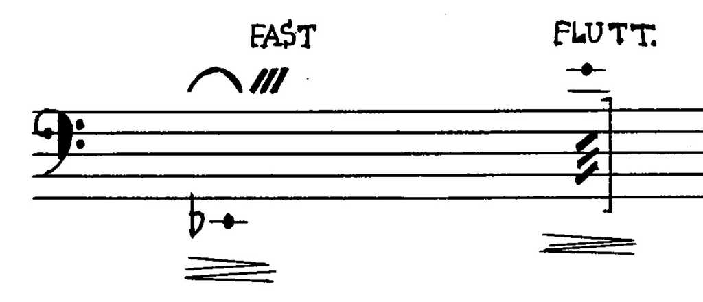 John Cage, Solo for Solo for Bassoon and Baryton Saxophone, p. 150, line 2
