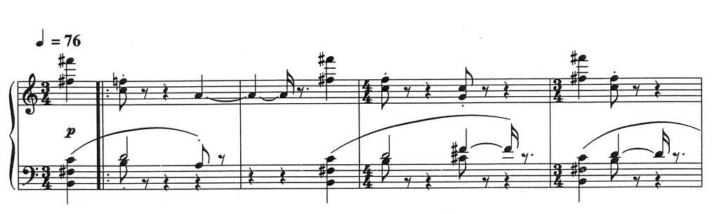 John Cage, 'Winter', The Seasons (piano version), bb. 1–4